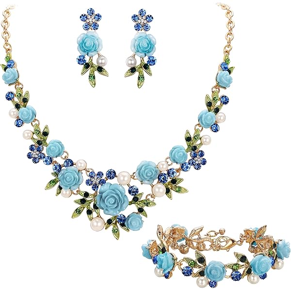 Amazon.com: EleQueen Orchid Necklace Flower Earrings Set for Women